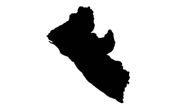 西アフリカのリベリアの国の黒いシルエット地図 - liberia点のイラスト素材／クリップアート素材／マンガ素材／アイコン素材