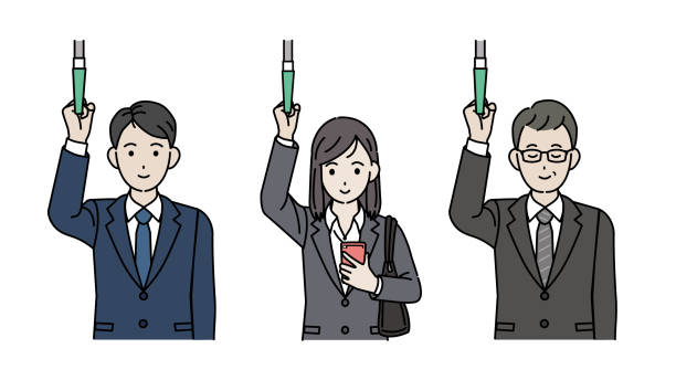 ilustrações, clipart, desenhos animados e ícones de pessoa da sociedade que se desloca por ilustração de trem - asian ethnicity businessman white background holding