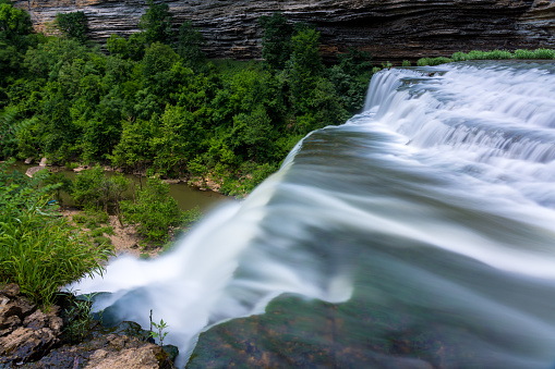One of the cascades at Burgess Falls State park in Tennessee with multiple waterfalls on the Falling Water river
