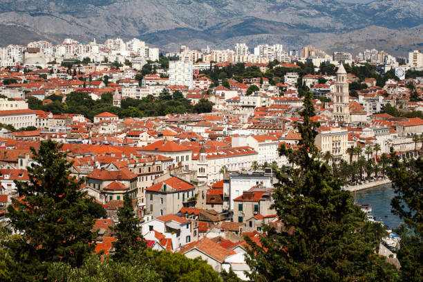 istock Touristic panoramic view on Split city, Croatia, from the observation point 1326833904