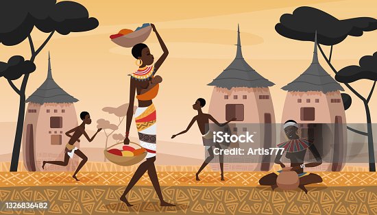 1,432 African Village Illustrations & Clip Art - iStock | African village  meeting, African village woman, African village children