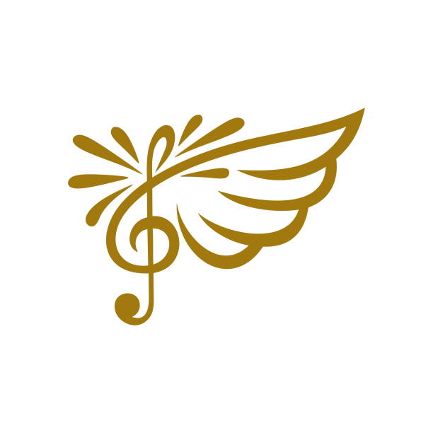 Music logo. Flying treble clef Music logo. Flying treble clef the crucifixion audio stock illustrations
