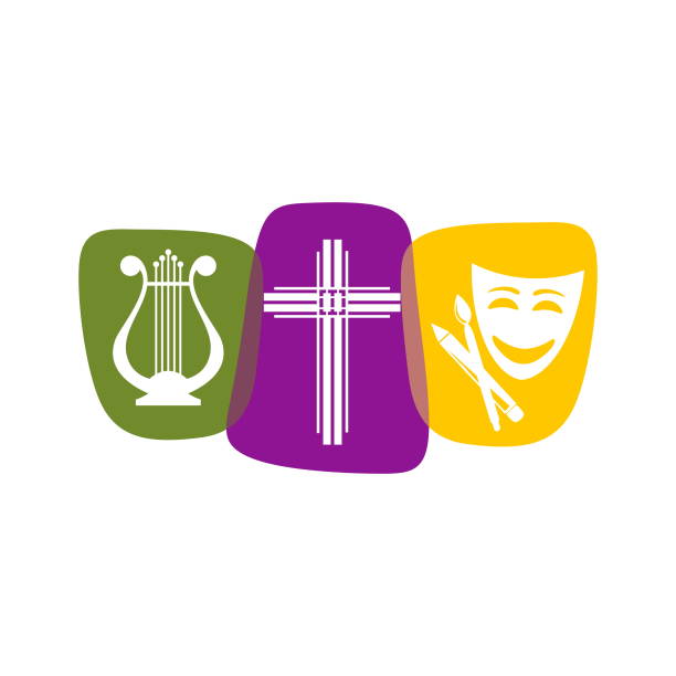 Logo of the Christian creative team performing theatrical productions, poems, musicals Logo of the Christian creative team performing theatrical productions, poems, musicals the crucifixion audio stock illustrations