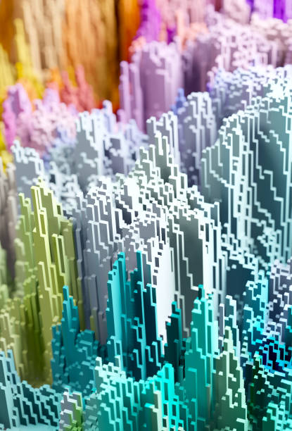 istock Sci - Fi, Voxel colourful abstract background Business  and technology concept. Illuminated cubes 3D render. Business  and technology concept background 1326843140
