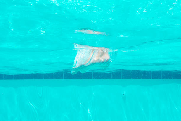 istock Moment After Entry When Jumping into a Crystal Clear Pool Feet First 1326851722