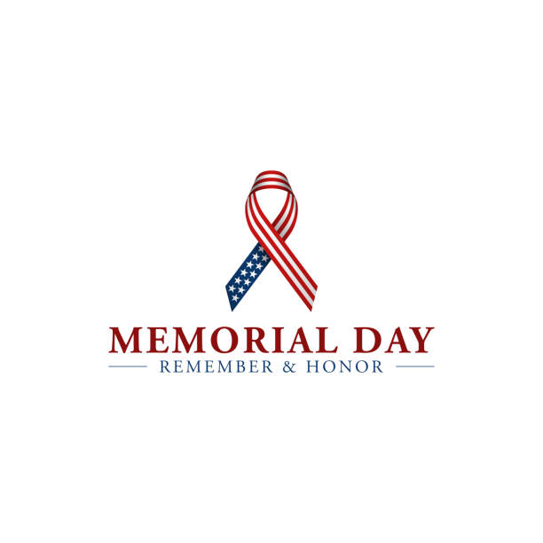 Modern Memorial Day United States Celebration Flag Background Modern Memorial Day United States Heroes Celebration Flag for Background Header Banner with white blue red color memorial day art stock illustrations
