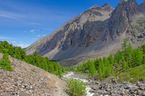 istock Mount North Chuya Range and small Aktru River Mountain Altai Siberia 1326866888
