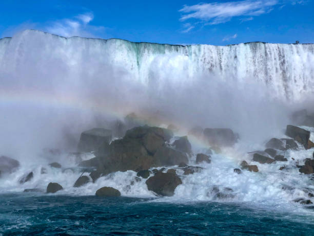 захватывающий вид на американский водопад и вуаль для новобрачных - bridal veil falls niagara стоковые фото и изображения