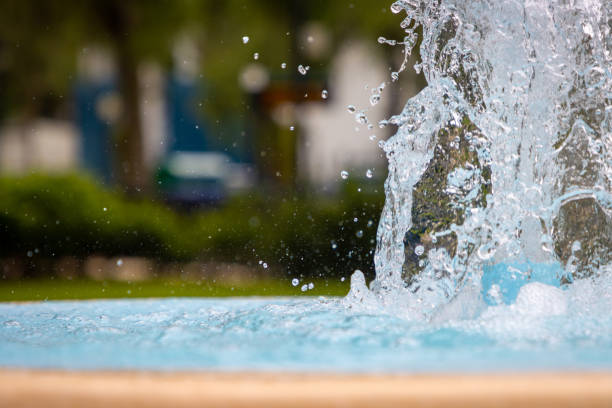 istock Close up water beads from fountain spray 1326869028