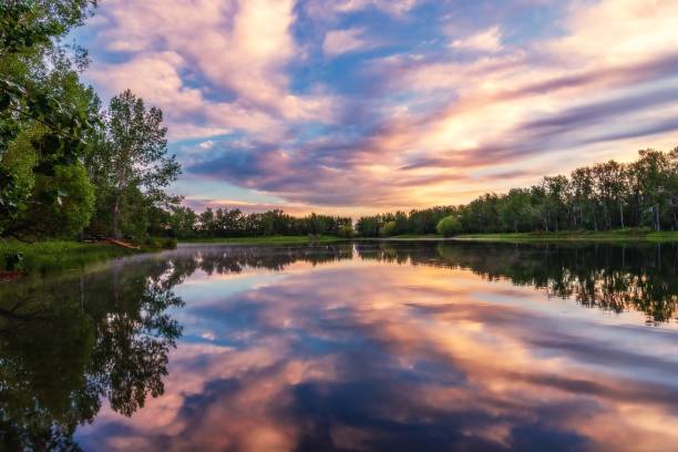 istock Cloudy Sunrise Over A Summer Lake 1326869169
