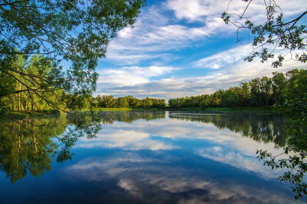 istock Blue Cloudy Sky Over A Summer Lake 1326869227