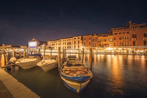 Grand Canal of Venice at the Blue Hour with gondola