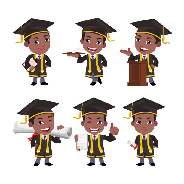 Graduate Student Characters With Different Poses Stock Illustration -  Download Image Now - Cartoon, Graduation, Achievement - iStock