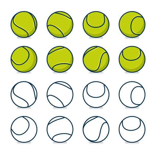 테니스 공 세트 - 테니스공 stock illustrations