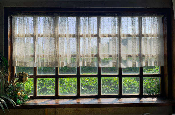 istock A big window with curtain at cafe 1326890210