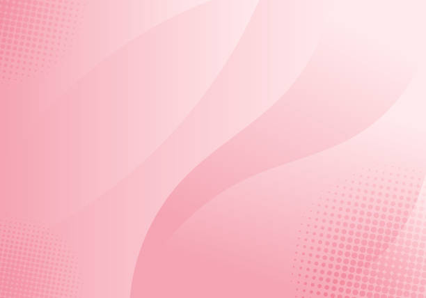 ilustraciones, imágenes clip art, dibujos animados e iconos de stock de capa de forma curva abstracta de color rosa suave con fondo de efecto de semitonos - color rosa