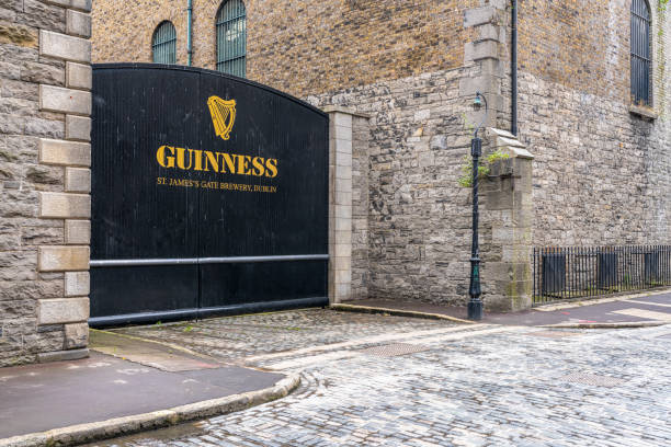 ворота в пивоварню гиннесса, дублин, ирландия - guinness стоковые фото и изображения