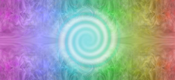 regenbogenfarbenes spiralkunstbanner - prana stock-fotos und bilder