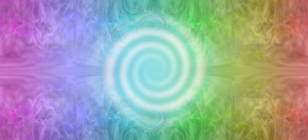 tęczowy, spiralny baner sztuki spiralny - reiki alternative medicine chakra recovery zdjęcia i obrazy z banku zdjęć