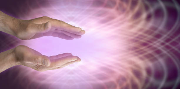 istock Sending out beautiful magenta healing energy 1326904971