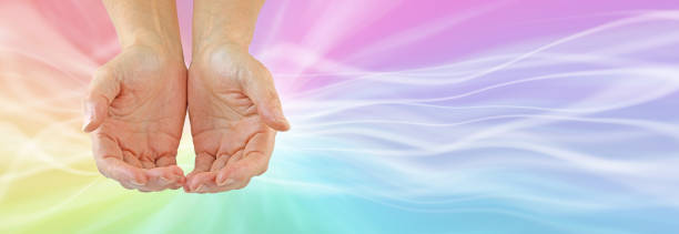 istock Sending out multicoloured healing energy message banner 1326904972