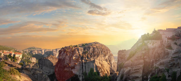 istock Meteora Rocks and Monastery at sunset in Greece 1326907821