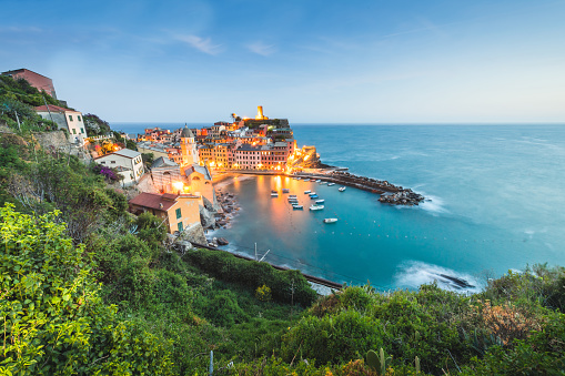Travel attractions,Vernazza Village, Cinque Terre Coast of Italy.beautiful small town Ligurian sea ,Italy