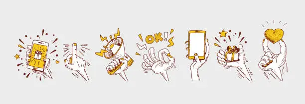 Vector illustration of hand gesture set