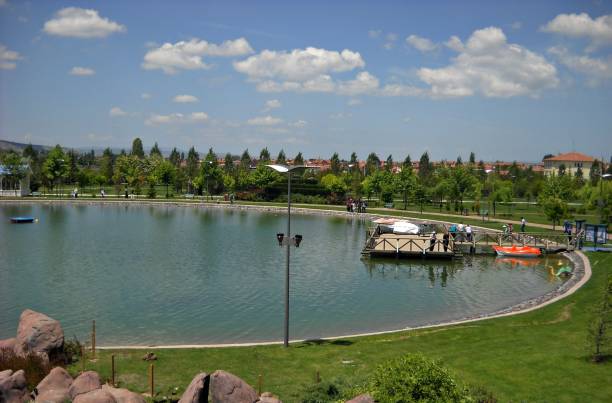 Eskisehir is one of Turkey's most important cities. A lake in the Sazova park city center Eskisehir is one of Turkey's most important cities. A lake in the Sazova park city centre. Beautiful green and blue combination eskisehir stock pictures, royalty-free photos & images