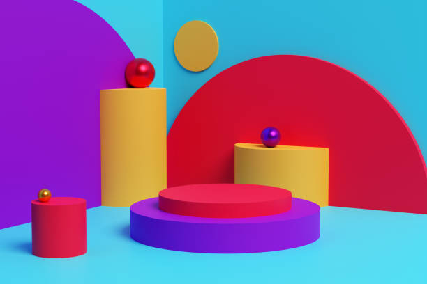 istock Colorful interior and an empty platform. 3D illustration 1326913891