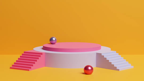 istock Empty platform for a product in a colorful interior. 3D illustration 1326913995