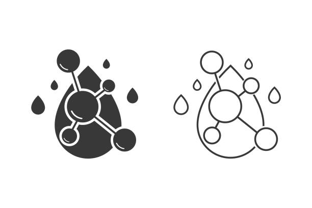 Hyaluronic acid icon set. Vector illustration Hyaluronic acid icon set. Vector illustration collagen stock illustrations