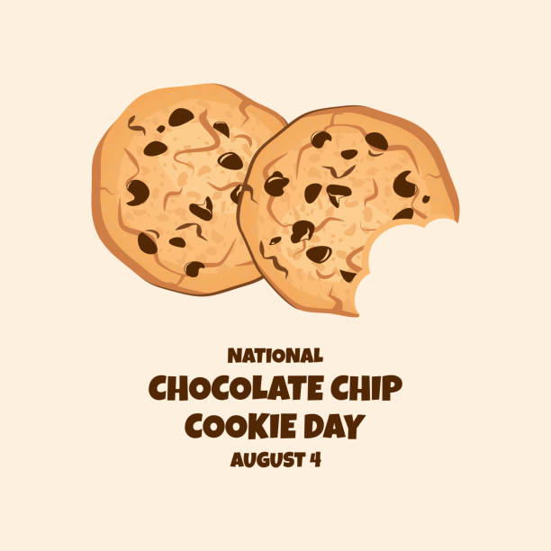 illustrazioni stock, clip art, cartoni animati e icone di tendenza di vettore del national chocolate chip cookie day - chocolate chip cookie bakery chocolate homemade