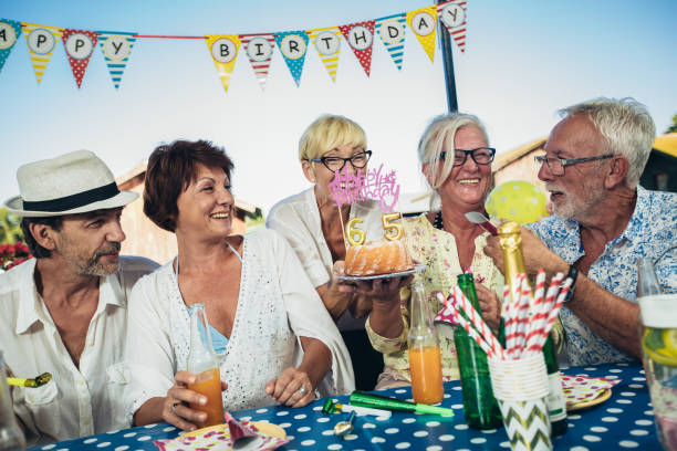 istock Senior people celebrating birthday 1326920181