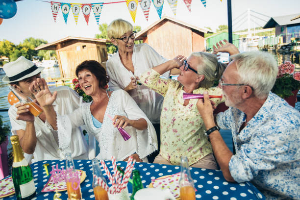 istock Senior people celebrating birthday 1326920592