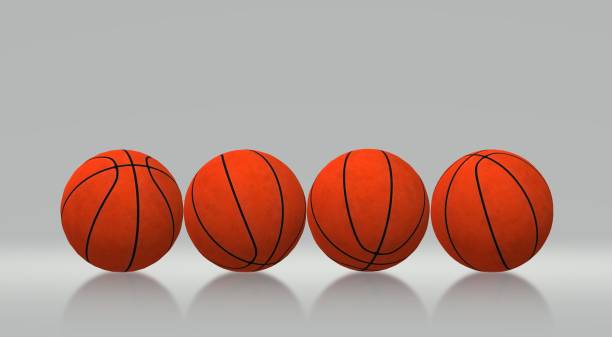 istock Basketball balls . Multiple basketball  balls stand differently. 3d illustration 1326920704