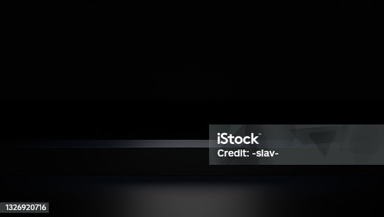 istock Simple dark podium platform for product presentation. 3D render. 1326920716