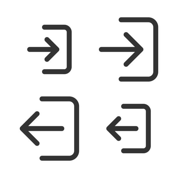 illustrations, cliparts, dessins animés et icônes de icônes linéaires parfaites pour les pixels de l’entrée et de la sortie - unloading