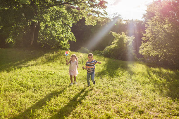 istock Beautiful children running in nature 1326925465
