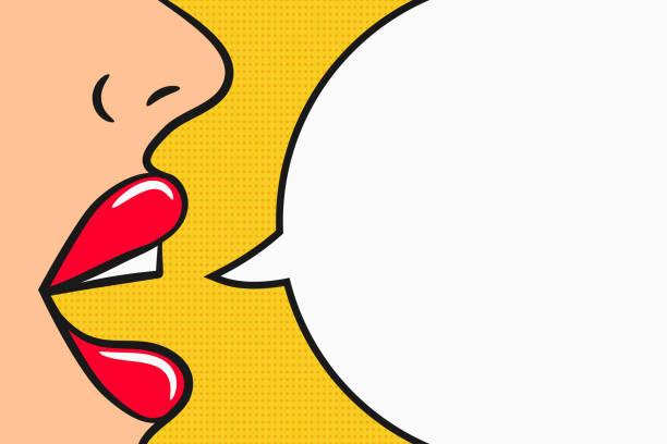 Girl says information with comic speech bubble. Pop art style illustration. Concept of advertisement, announcement of information and attraction of attention. Vector illustration.