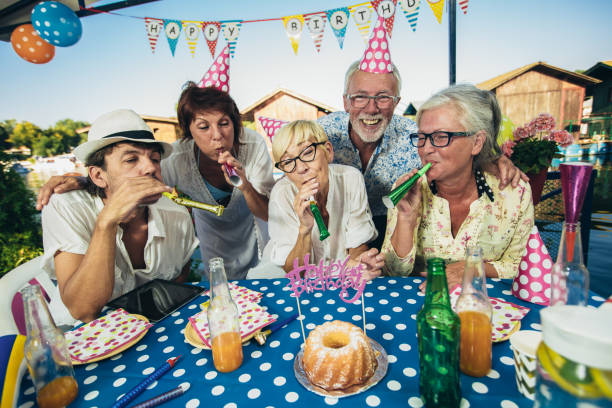 istock Senior people celebrating birthday 1326925733