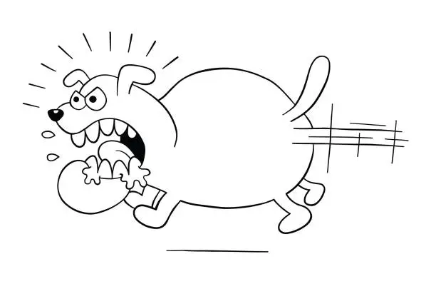 Vector illustration of Cartoon angry and big dog running, vector illustration