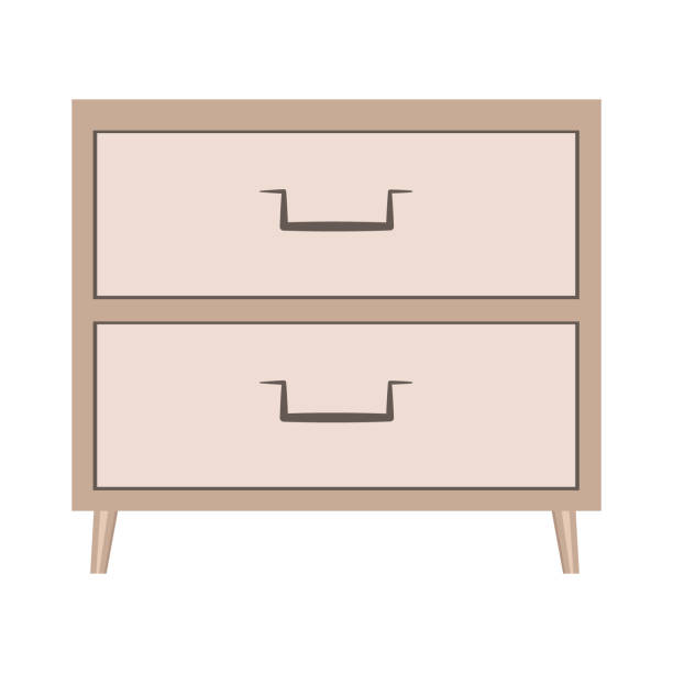 istock Nightstand with drawers. Wooden bedside table in flat design for bedroom interior. Wooden brown furniture. Square wardrobe with drawers. Flat isolated illustration on white background 1326928663