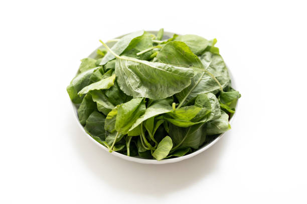 istock A plate of Chinese spinach on white background 1326928778
