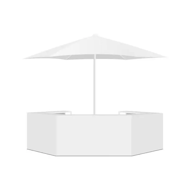 Vector illustration of Outdoor Counter Bar and Parasol Isolated on White Background, Front View