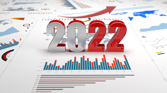 Business Trends Graphs and charts  2022 3d image