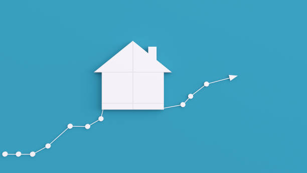 grafici e grafici delle tendenze aziendali immobiliari - tasso di interesse foto e immagini stock