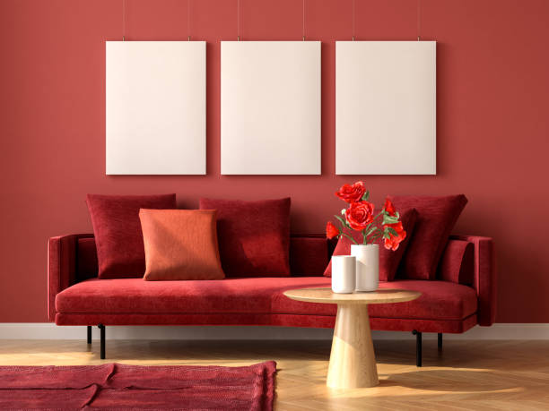 istock Minimalist Interior of modern living room 3D rendering 1326939686