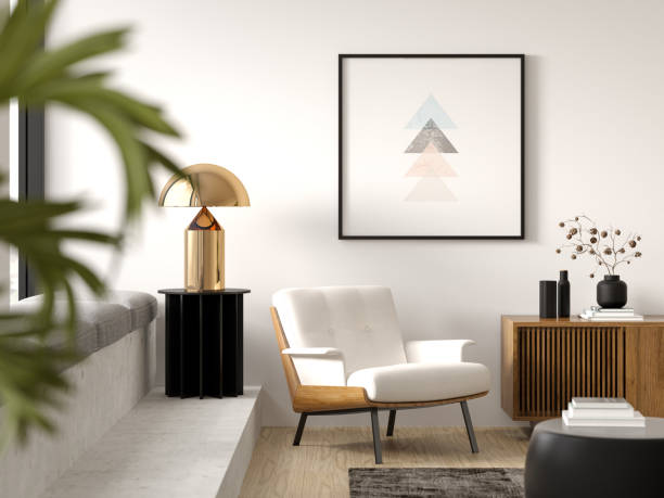 istock Minimalist Interior of modern living room 3D rendering 1326941721