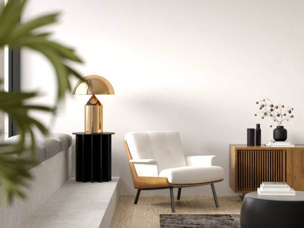 istock Minimalist Interior of modern living room 3D rendering 1326941727
